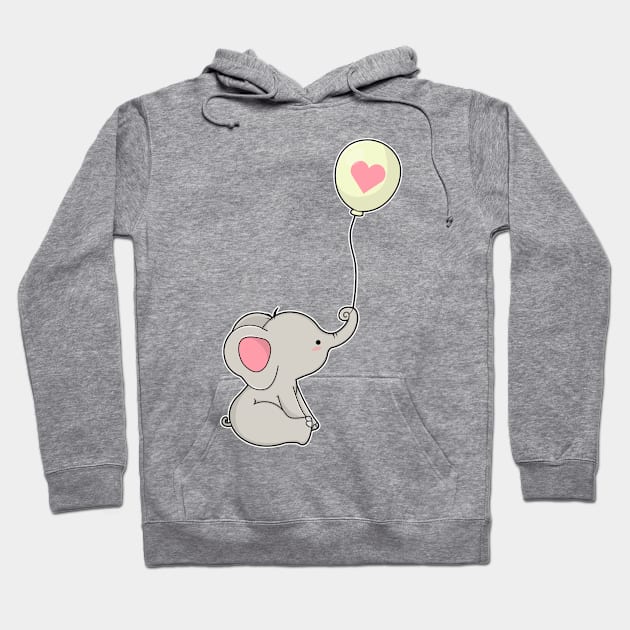 Elephant & Balloon with Heart Hoodie by Markus Schnabel